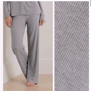 Skims | Gray Ribbed Modal Blend Wide Leg Lounge PJ Pants Size Large